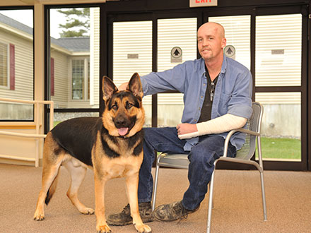 Patient with therapy dog