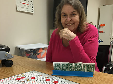 Patient playing a board game