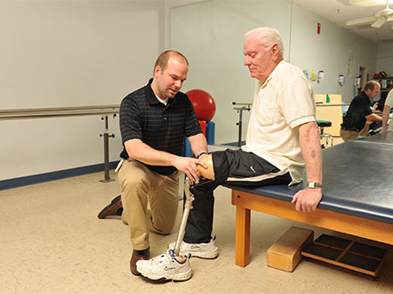 Patient getting fixed with prosthetic