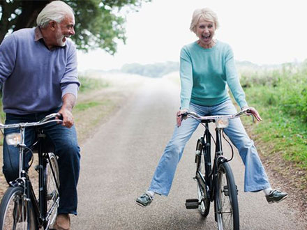 Seniors riding bikes