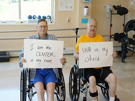 Two patients in wheelchairs