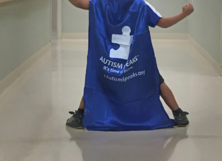 Pediatric patient playing superhero