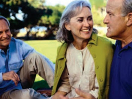 Three seniors on a picnic