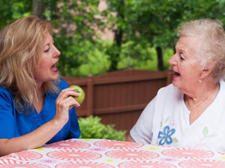 Patient getting therapy for aphasia